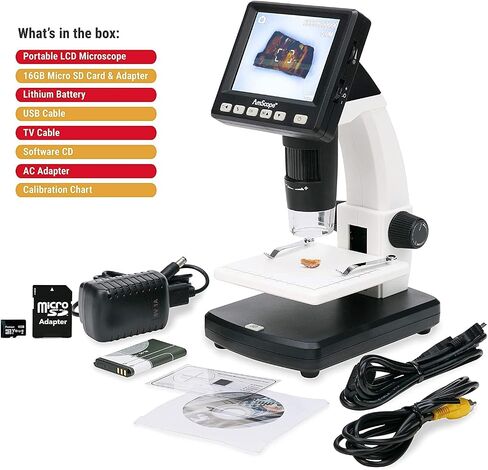 AmScope - DM130-16GB-18FOS-FSL-TW IQCREW by Amscope Kid's Premium Portable LCD Color Digital Microscope with Look and Learn Fossil Collecting Activity Kit in Saudi Arabia