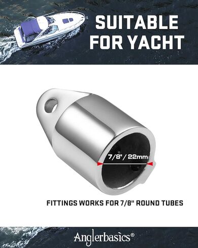 Anglerbasics Bimini Top Cap Eye End Boat Fitting، 316 الفولاذ المقاوم للصدأ Bimini Top Hardware يناسب 7/8 بوصة 1 بوصة OD أنبوب دائري، أجهزة بحرية مع مفتاح ألين على شكل حرف L in Kuwait