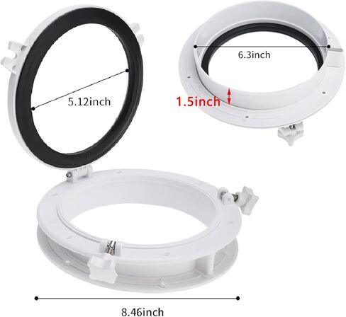 NovelBee قارب يخت فتحة مستديرة Portlight Porthole، 8in سطح السفينة فتحة Porthole نافذة مع الزجاج المقسى لليخوت البحرية قارب RV in Saudi Arabia