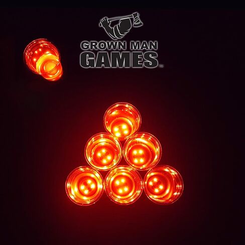 مجموعة Grown Man Games LED Beer Pong مع أكواب متوهجة في الظلام وكرات بونغ - ألعاب الطاولة والفناء للبالغين - ألعاب داخلية وخارجية للبالغين - ألعاب الشرب لحفلات البالغين (14 كوب) in Kuwait