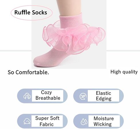 WBZOTSS Girls Lace Ruffle Socks Double Frilly Princess Style Dress Socks Toddler Turn Cuff Socks 6 Pack in Saudi Arabia