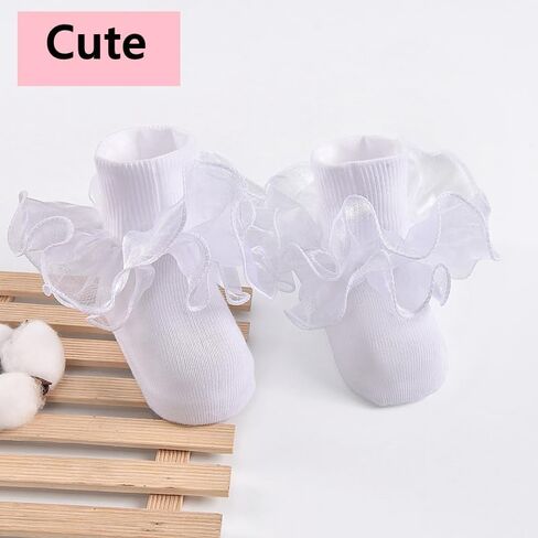 WBZOTSS Girls Lace Ruffle Socks Double Frilly Princess Style Dress Socks Toddler Turn Cuff Socks 6 Pack in Saudi Arabia