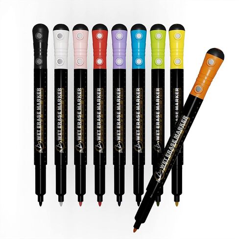 Mag-Fancy Magnetic Wet Erase Marker Set - Fine Tip Water base Arylic Marker Erasable Liquid Chalk Pen 9 Colors… in Kuwait