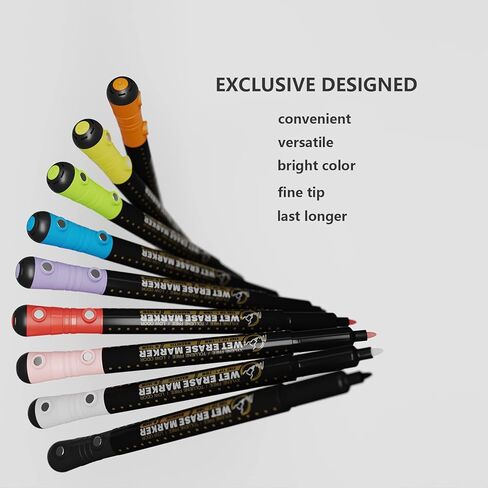Mag-Fancy Magnetic Wet Erase Marker Set - Fine Tip Water base Arylic Marker Erasable Liquid Chalk Pen 9 Colors… in Kuwait