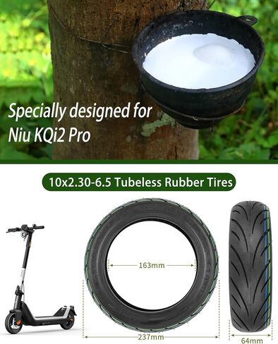 إطار RidTianTek مقاس 10x2.30-6.5 إطار بدون أنبوب مقاس 10 بوصة لملحقات السكوتر الكهربائي NIU KQi2 Pro إطار احتياطي أمامي/خلفي، غير قابل للانزلاق، متين، مقاوم للانفجار (قطعتان) in Kuwait