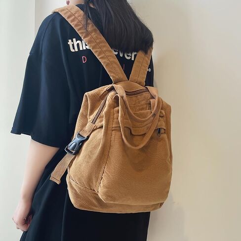 Mini Canvas Backpack for Women Girls Cute Small Backpack Purse Aesthetic Backpack, Black in Saudi Arabia