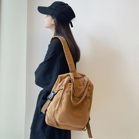 Mini Canvas Backpack for Women Girls Cute Small Backpack Purse Aesthetic Backpack, Black in Saudi Arabia