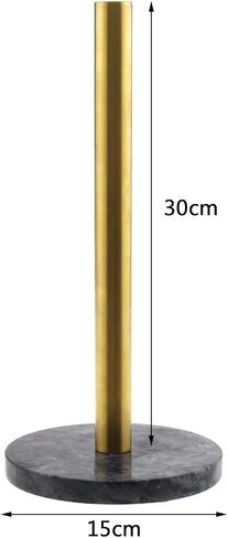 SING F LTD Industrial Vertical Tube Paper Towel Holder Countertop for Kitchen and Bathroom Black Marble Brass Storage in Saudi Arabia