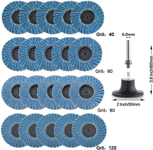 SI FANG 20Pcs 2 inch Zirconia Mini Flap Disc Quick Change Sanding Discs Mix Set Include 40 60 80 120 Grit with 1/4" Disc Pad Holder for Rotary Tools Die Grinder Attachments in Saudi Arabia