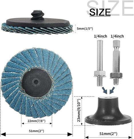 SI FANG 20Pcs 2 inch Zirconia Mini Flap Disc Quick Change Sanding Discs Mix Set Include 40 60 80 120 Grit with 1/4" Disc Pad Holder for Rotary Tools Die Grinder Attachments in Saudi Arabia