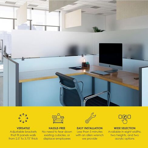 Acrylic Mounted Large Brackets Quality Desk Privacy Panel & Divider for Your Office Cubicle-Increase Separation & Improve Productivity, 24" x 72", Clear in Kuwait
