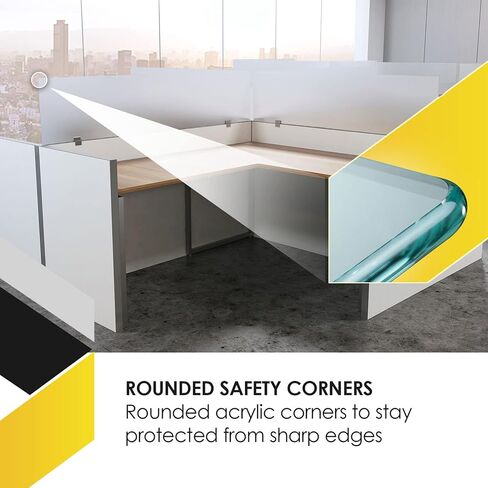 Acrylic Mounted Large Brackets Quality Desk Privacy Panel & Divider for Your Office Cubicle-Increase Separation & Improve Productivity, 24" x 72", Clear in Kuwait