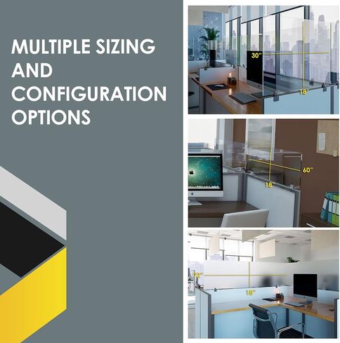 Acrylic Mounted Large Brackets Quality Desk Privacy Panel & Divider for Your Office Cubicle-Increase Separation & Improve Productivity, 24" x 72", Clear in Kuwait