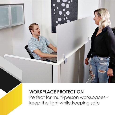 Acrylic Mounted Large Brackets Quality Desk Privacy Panel & Divider for Your Office Cubicle-Increase Separation & Improve Productivity, 24" x 72", Clear in Kuwait