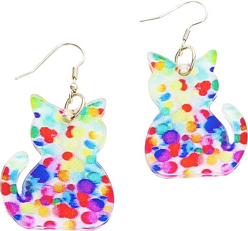 Bookcase Dangle Earrings:Book Earrings For Women,Book Shelves Patterned Earrings, Hand-made Acrylic Earrings, Book Lover Drop Earrings, Graduation Teachers Day Gifts (Cat) in Saudi Arabia