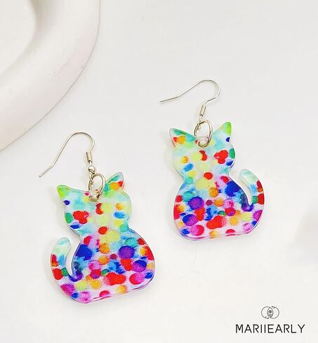 Bookcase Dangle Earrings:Book Earrings For Women,Book Shelves Patterned Earrings, Hand-made Acrylic Earrings, Book Lover Drop Earrings, Graduation Teachers Day Gifts (Cat) in Saudi Arabia
