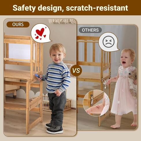 COSYLAND 3-in-1 Multifunctional Toddler Standing Tower, Kids Kitchen Step Stool with Whiteboard, Desk Table and Chair, Enjoys Unique Patented Design,FSC,CPC,SOR,CE, Black in Saudi Arabia