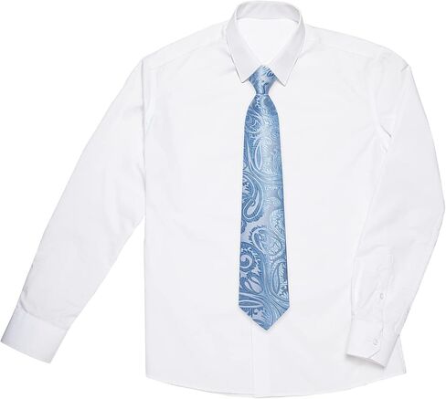 DiBanGu 2PCS Set for Father and Son Tie Mens Silk Necktie Adjustable Boys Tie and Pocket Square Cufflinks for Wedding Party in Saudi Arabia