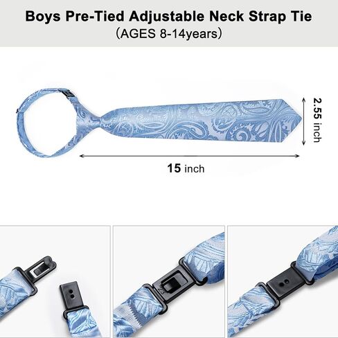 DiBanGu 2PCS Set for Father and Son Tie Mens Silk Necktie Adjustable Boys Tie and Pocket Square Cufflinks for Wedding Party in Saudi Arabia
