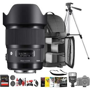 عدسة سيجما الفنية 20 مم f/1.4 DG HSM Art (412965) لمجموعة Sony E Mount Bundle مثالية للصور الشخصية الاحترافية وحفلات الزفاف والمغامرات الداخلية والخارجية والحياة البرية والسفر والعطلات بالإضافة إلى الملحقات in Kuwait