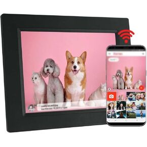 8.7-Inch WiFi Digital Photo Frame, 16GB Storage, 1280x800 Resolution, Auto-Rotation, Easy Sharing via App, White (Black) for Any Occasion in Kuwait