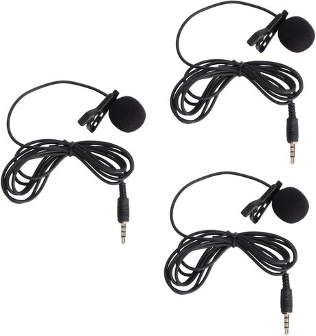 SUPVOX 3pcs Mini Metal Clip Lavalier Microphone for Mobile Phone Camera Laptop Wired Lapel Mic Rotary Clip Noise Reduction Windscreen Black in Saudi Arabia