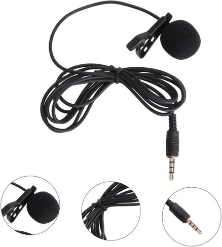SUPVOX 3pcs Mini Metal Clip Lavalier Microphone for Mobile Phone Camera Laptop Wired Lapel Mic Rotary Clip Noise Reduction Windscreen Black in Saudi Arabia