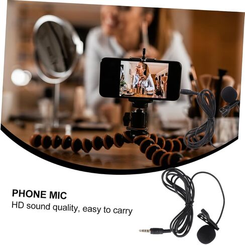 SUPVOX 3pcs Mini Metal Clip Lavalier Microphone for Mobile Phone Camera Laptop Wired Lapel Mic Rotary Clip Noise Reduction Windscreen Black in Saudi Arabia