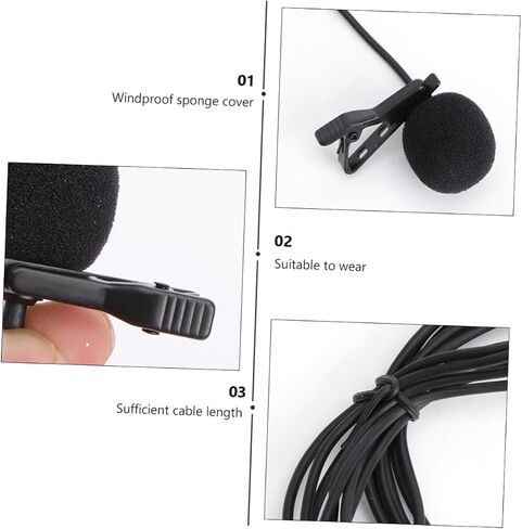 SUPVOX 3pcs Mini Metal Clip Lavalier Microphone for Mobile Phone Camera Laptop Wired Lapel Mic Rotary Clip Noise Reduction Windscreen Black in Saudi Arabia