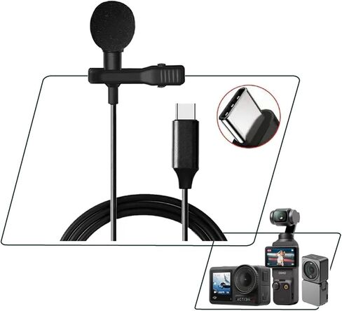 Tpye-C Omnidirectional Lavalier Lapel Microphone for Vlog Interview Streaming for DJI Action 2/3/4/Pocket 3 in Saudi Arabia