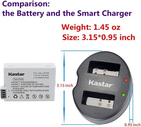 Kastar Dual USB Charger for Canon LP-E8, LC-E8E and Canon EOS 550D, EOS 600D, EOS 700D, EOS Rebel T2i, EOS Rebel T3i, EOS Rebel T4i, EOS Rebel T5i Cameras, Grip BG-E8 in Saudi Arabia