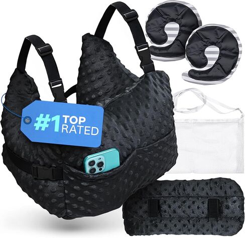 وسادة زومابل بعد استئصال الثدي مع حزام، حزمة جل الثدي، غطاء حزام الأمان وحبل الدش، رمادي - يمكن ارتداؤها بدون استخدام اليدين، راحة ساخنة/باردة ووسادة آمنة - مصنوعة لدعم التعافي من استئصال الثدي in Kuwait