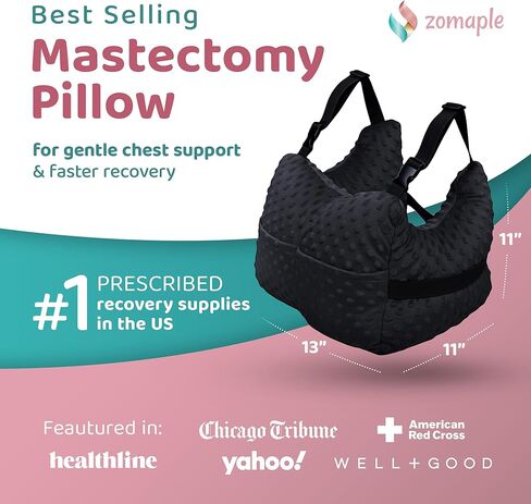 وسادة زومابل بعد استئصال الثدي مع حزام، حزمة جل الثدي، غطاء حزام الأمان وحبل الدش، رمادي - يمكن ارتداؤها بدون استخدام اليدين، راحة ساخنة/باردة ووسادة آمنة - مصنوعة لدعم التعافي من استئصال الثدي in Kuwait