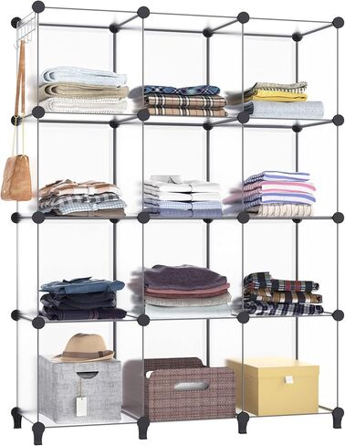 HOMIDEC Closet Organizers and Storage, 12 Cube Storage Organizer, Brown | Portable Closet Shelves Clothing Storage Closet Organization for Kids, Closet, Bedroom, Bathroom, Office in Kuwait