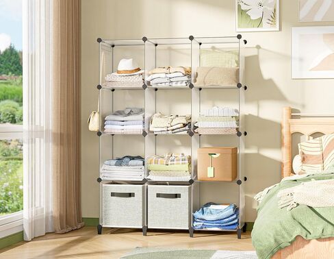 HOMIDEC Closet Organizers and Storage, 12 Cube Storage Organizer, Brown | Portable Closet Shelves Clothing Storage Closet Organization for Kids, Closet, Bedroom, Bathroom, Office in Kuwait