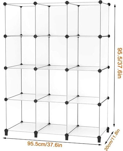 HOMIDEC Closet Organizers and Storage, 12 Cube Storage Organizer, Brown | Portable Closet Shelves Clothing Storage Closet Organization for Kids, Closet, Bedroom, Bathroom, Office in Kuwait