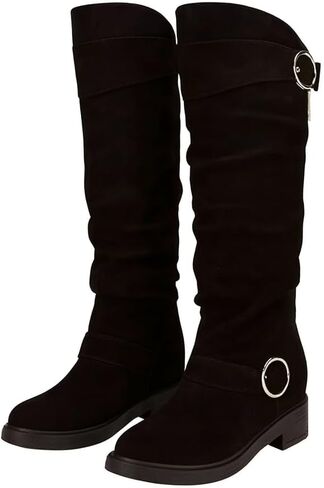 Knee High Platform Boots for Women – Wide Calf Comfortable Mid Heels Fall Winter Fashion – Western Style Dressy Boot in Saudi Arabia