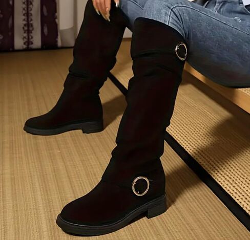 Knee High Platform Boots for Women – Wide Calf Comfortable Mid Heels Fall Winter Fashion – Western Style Dressy Boot in Saudi Arabia