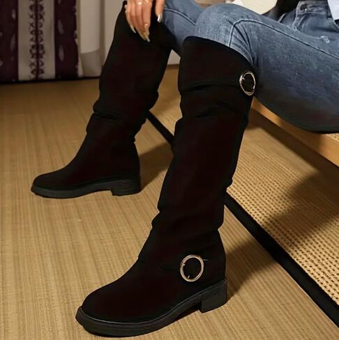 Knee High Platform Boots for Women – Wide Calf Comfortable Mid Heels Fall Winter Fashion – Western Style Dressy Boot in Saudi Arabia