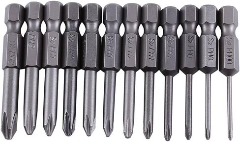 12pcs 50mm MagneticPhillips Screwdriver Bit Set with 1/4 Inch Hex Shank for Electric Drill, Hand Screwdriver in Saudi Arabia
