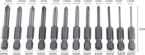 12pcs 50mm MagneticPhillips Screwdriver Bit Set with 1/4 Inch Hex Shank for Electric Drill, Hand Screwdriver in Saudi Arabia