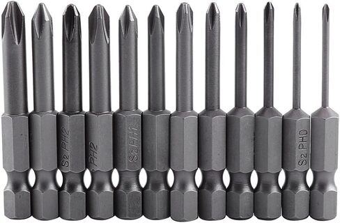 12pcs 50mm MagneticPhillips Screwdriver Bit Set with 1/4 Inch Hex Shank for Electric Drill, Hand Screwdriver in Saudi Arabia