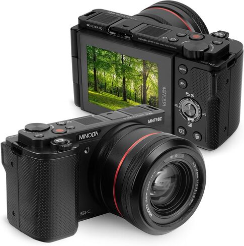 Minolta MNF10Z 72MP Digital Camera with 10x Optical Zoom, 5K UHD Video, Articulating Touchscreen, Night Vision, Image Stabilization Bundle with Accessories (Black) in Kuwait