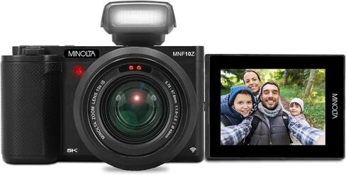 Minolta MNF10Z 72MP Digital Camera with 10x Optical Zoom, 5K UHD Video, Articulating Touchscreen, Night Vision, Image Stabilization Bundle with Accessories (Black) in Kuwait
