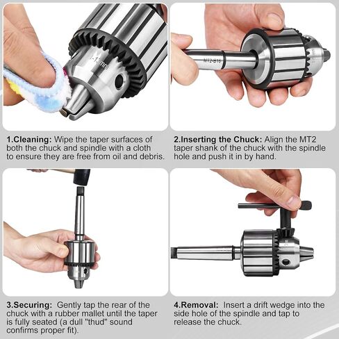 KPORE MT2 Morse Taper Drill Chuck, 1/2" Capacity – Fits Drill Press, Lathe & Mill, Holds Bits up to 16mm, JT33 Mount, Includes Key & Compatible with Industrial Machinery (MT2- JT33) in Saudi Arabia