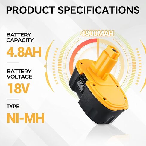 بديل DC9096 4.8Ah 18V لبطارية DeWalt المتوافقة مع بطارية Dewalt 18V DC9098 DE9098 DE9098 DW9096 DW9095 أدوات كهربائية لاسلكية in Kuwait