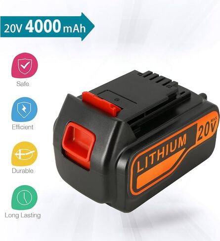 بديل جديد مطور بقدرة 4.0 أمبير 20 فولت لبطارية ليثيوم بلاك اند ديكر 20 فولت بحد أقصى LB20 LBX20 LBXR20 متوافق مع الأدوات اللاسلكية لبطارية بلاك اند ديكر 20 فولت in Kuwait