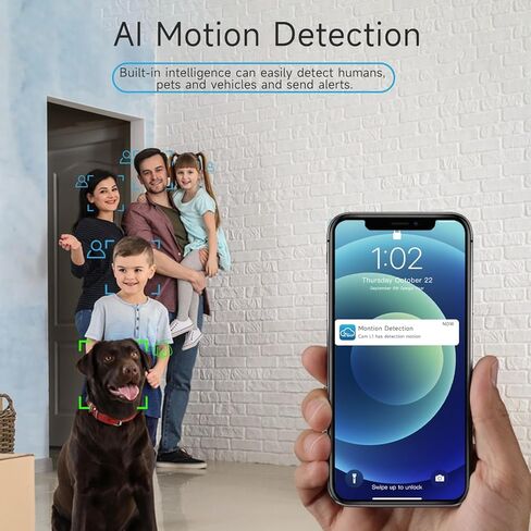 4PC Indoor Home Security Cameras, Window Camera with Magnetic Mount, 2K Wifi Cameras, Baby/Elder/Dog/Pet Camera with AI Motion Detection, Color Night Vision, 2-Way Audio, 24/7/Cloud/SD, Works Alexa in Kuwait