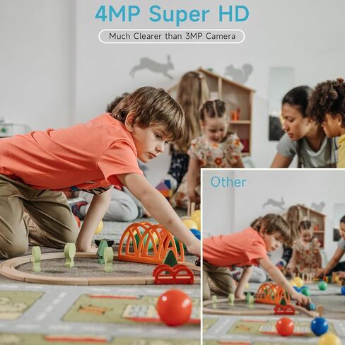 4PC Indoor Home Security Cameras, Window Camera with Magnetic Mount, 2K Wifi Cameras, Baby/Elder/Dog/Pet Camera with AI Motion Detection, Color Night Vision, 2-Way Audio, 24/7/Cloud/SD, Works Alexa in Kuwait