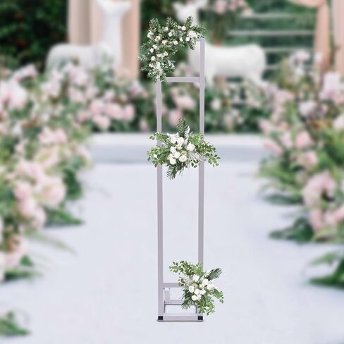 White Wedding Backdrop Stand, Adjustable Height Backdrop Stand , Wedding Flower Arches with Metal Arch Base, Folding Background Decoration for Outdoor Party, Reception, Wedding in Saudi Arabia